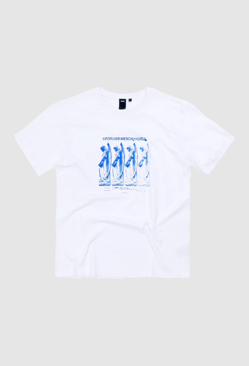 Teeshirt Former manches courtes en blanc illustration bleu