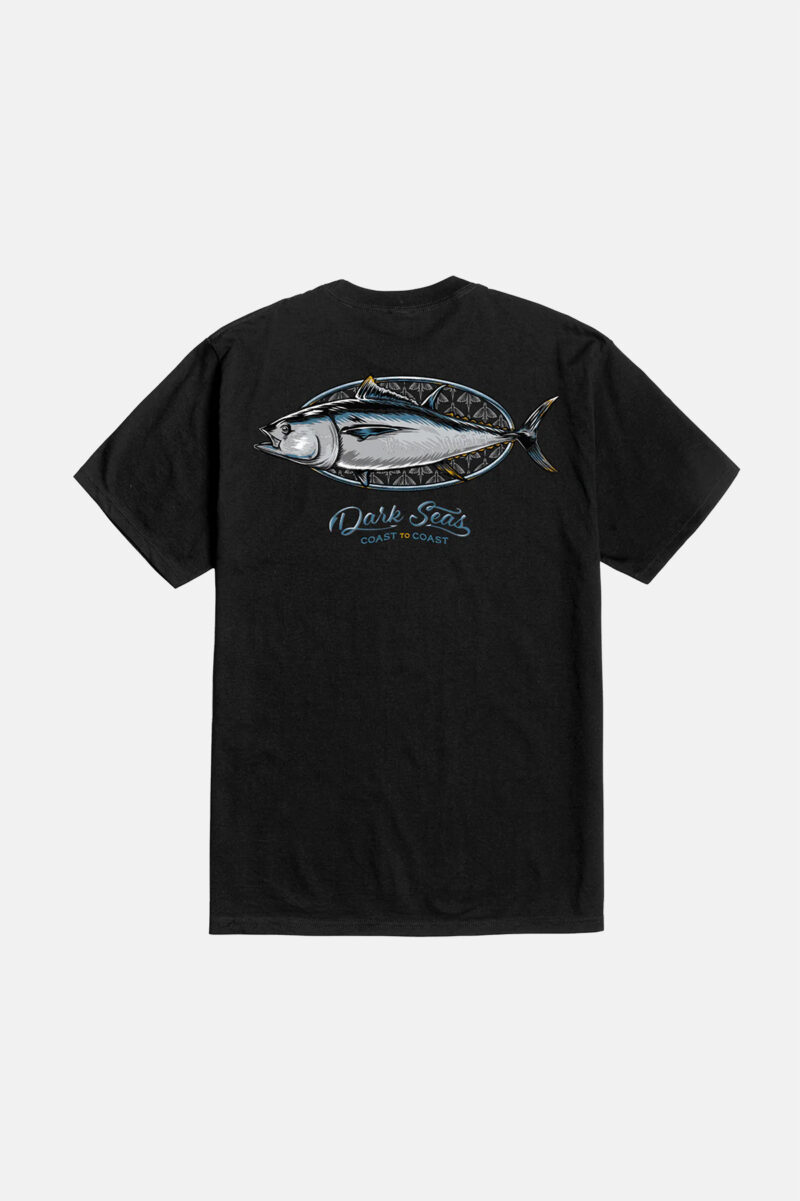tee-shirt de pêcheur pour homme en noir avec illustration poisson darkseas