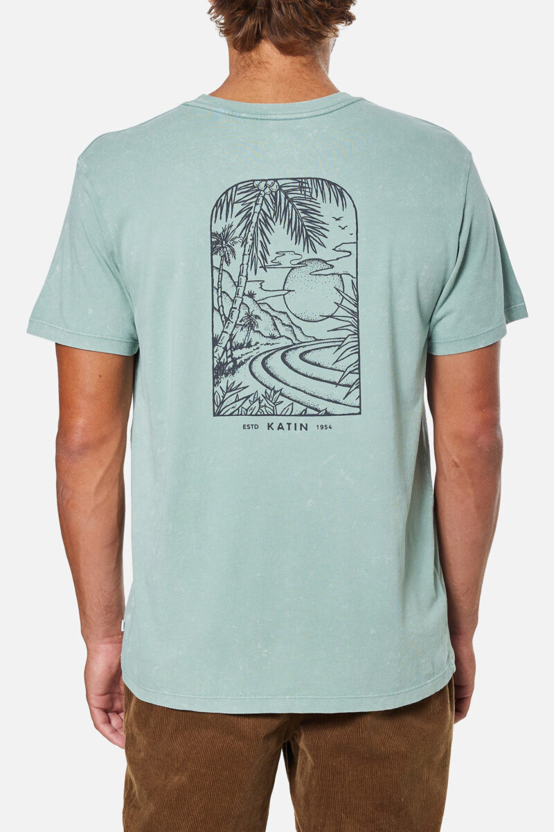 tee-shirt illustration tropical pour homme bleu
