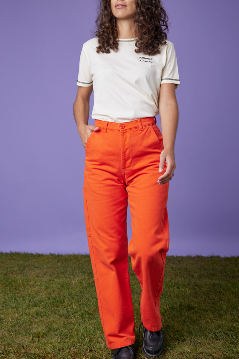 pantalon droit orange graine pour femme