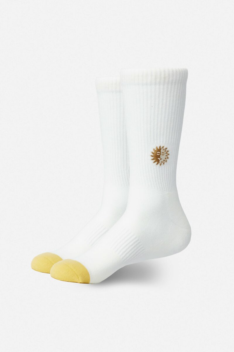 Chaussettes Katin jaune et blanche en matière de qualité supérieur avec broderie dual sock