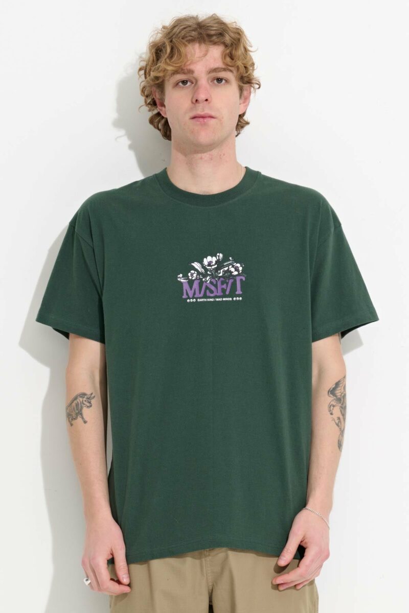 t-shirt vert homme misfit avec illustration manches courte